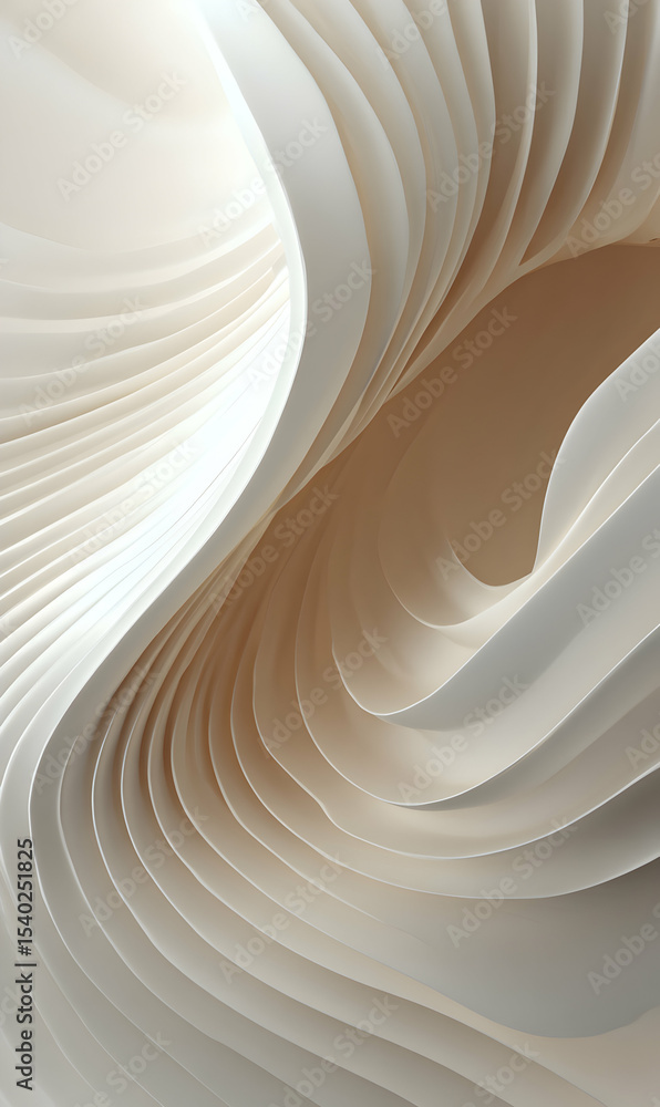 Poster Elegant undulating patterns of soft curves create a captivating abstract form with subtle color gradations and smooth textures
