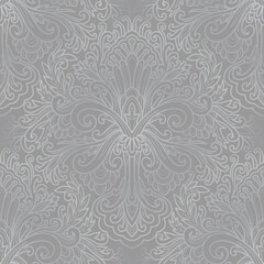 Damask style pattern, abstract floral pattern, grey colors. Seamless floral pattern-751.