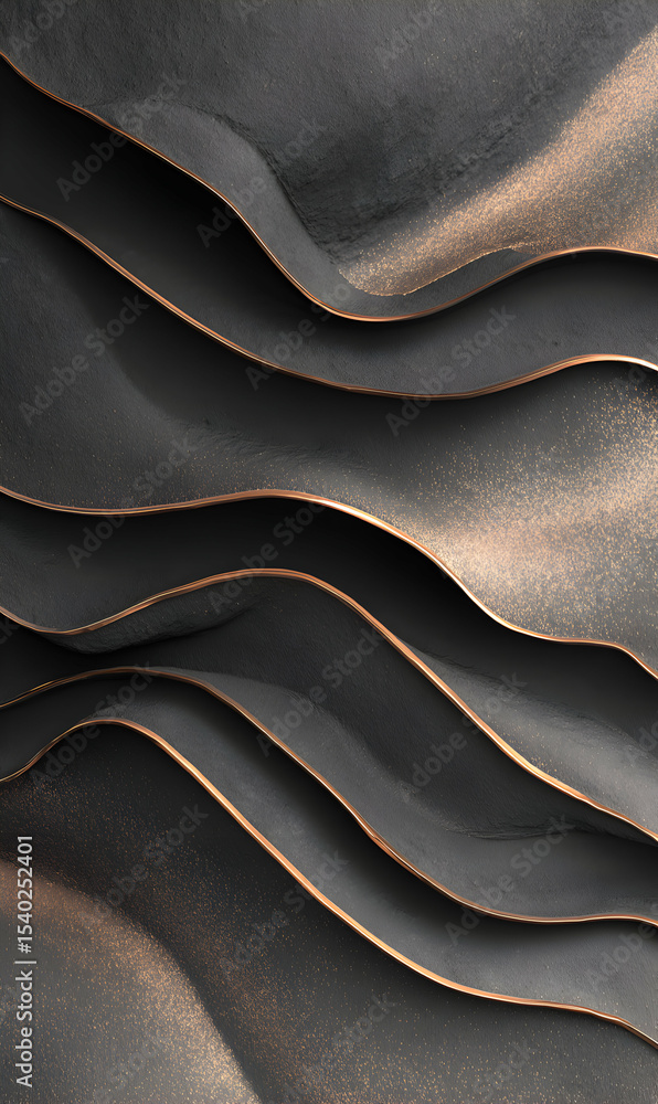 Poster abstract metallic waves create a mesmerizing modern design pattern with texture and depth in shades 