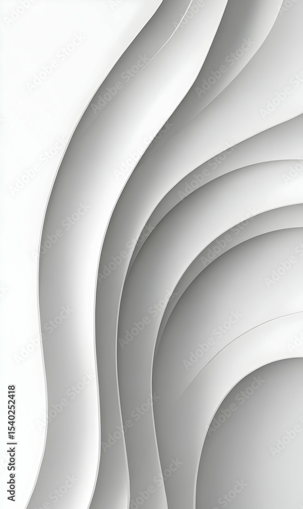 Poster abstract white waves surface with soft shadows creates a dynamic and elegant design element suitable
