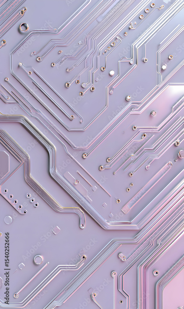 Poster electronic circuit board design showcasing intricate pathways and connections for modern technology 