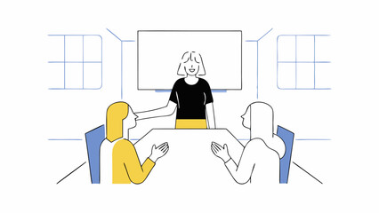 Businesswomen in Meeting, Presentation, Teamwork, Collaboration