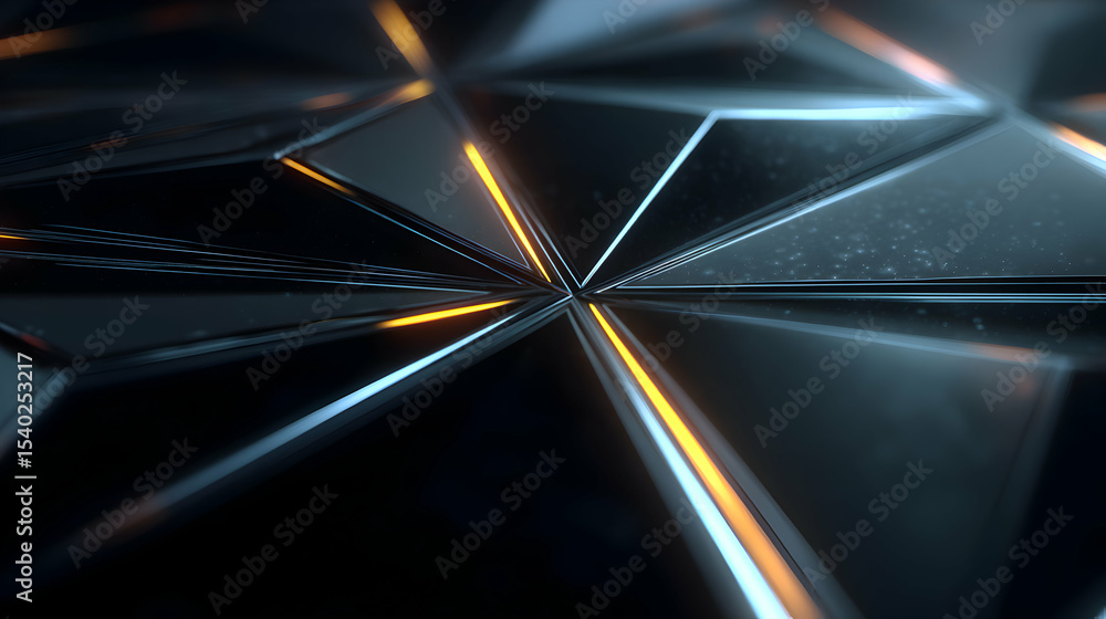 Poster geometric dark abstraction with reflective surfaces creating a modern sleek background design