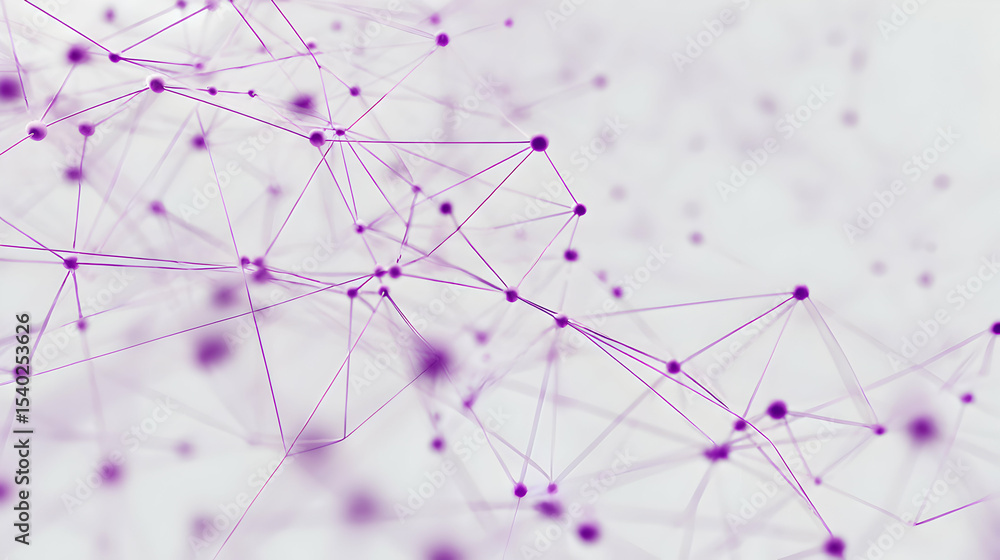Poster abstract geometric network background with purple lines and nodes creating interconnected connection