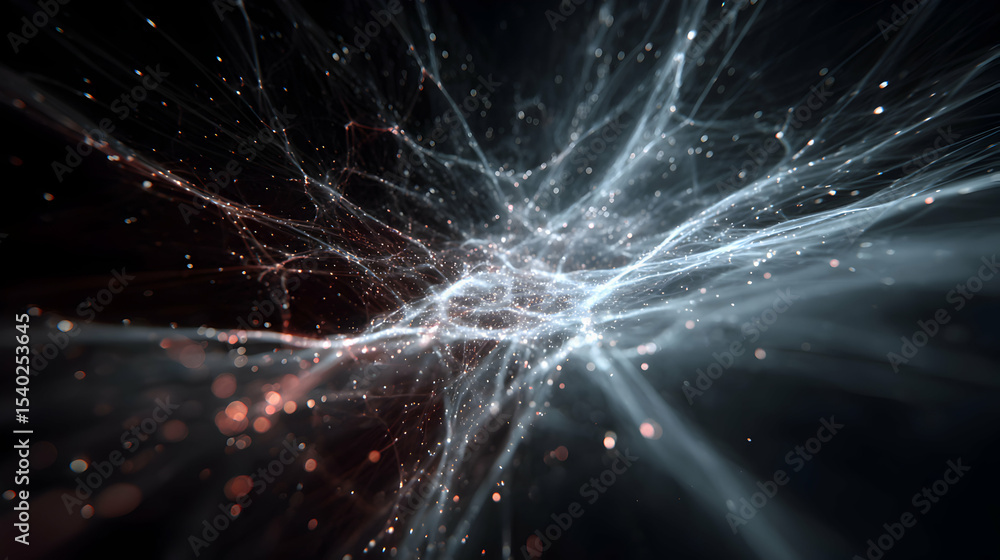 Poster entangled networks of light and particles creating a cosmic dance of ethereal energy and data flow