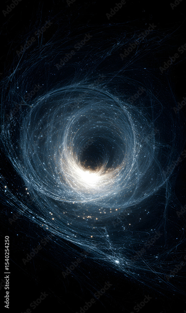 Poster vortex of light and energy swirling into a cosmic abyss creating a mesmerizing and otherworldly spec