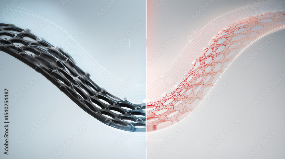 Poster A depiction of innovative smart materials highlighting the transformation between two states. The image illustrates the unique properties of shape memory alloys and liquid metal technologies.