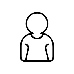 Minimalist Single User Profile Icon &ndash; Black Line Silhouette of Person on White Background for Account Creation, Login Page, Avatar Placeholder, Identity Symbol, Web and App Interface Design