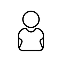 Minimalist Single User Profile Icon – Black Line Silhouette of Person on White Background for Account Creation, Login Page, Avatar Placeholder, Identity Symbol, Web and App Interface Design