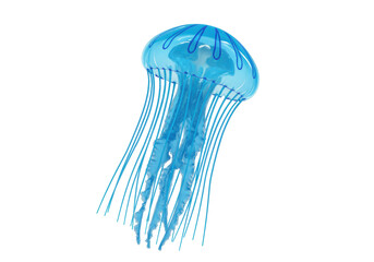 Isolated Translucent Blue Jellyfish Floating Gracefully