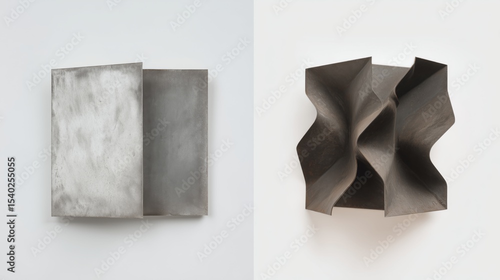 Poster Innovative shapes of smart materials exhibit the capabilities of shape memory alloys. These adaptive designs highlight transformation processes, emphasizing potential applications in technology.