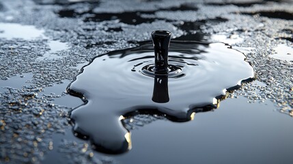 3D blue world map puzzle with water and ice reflection