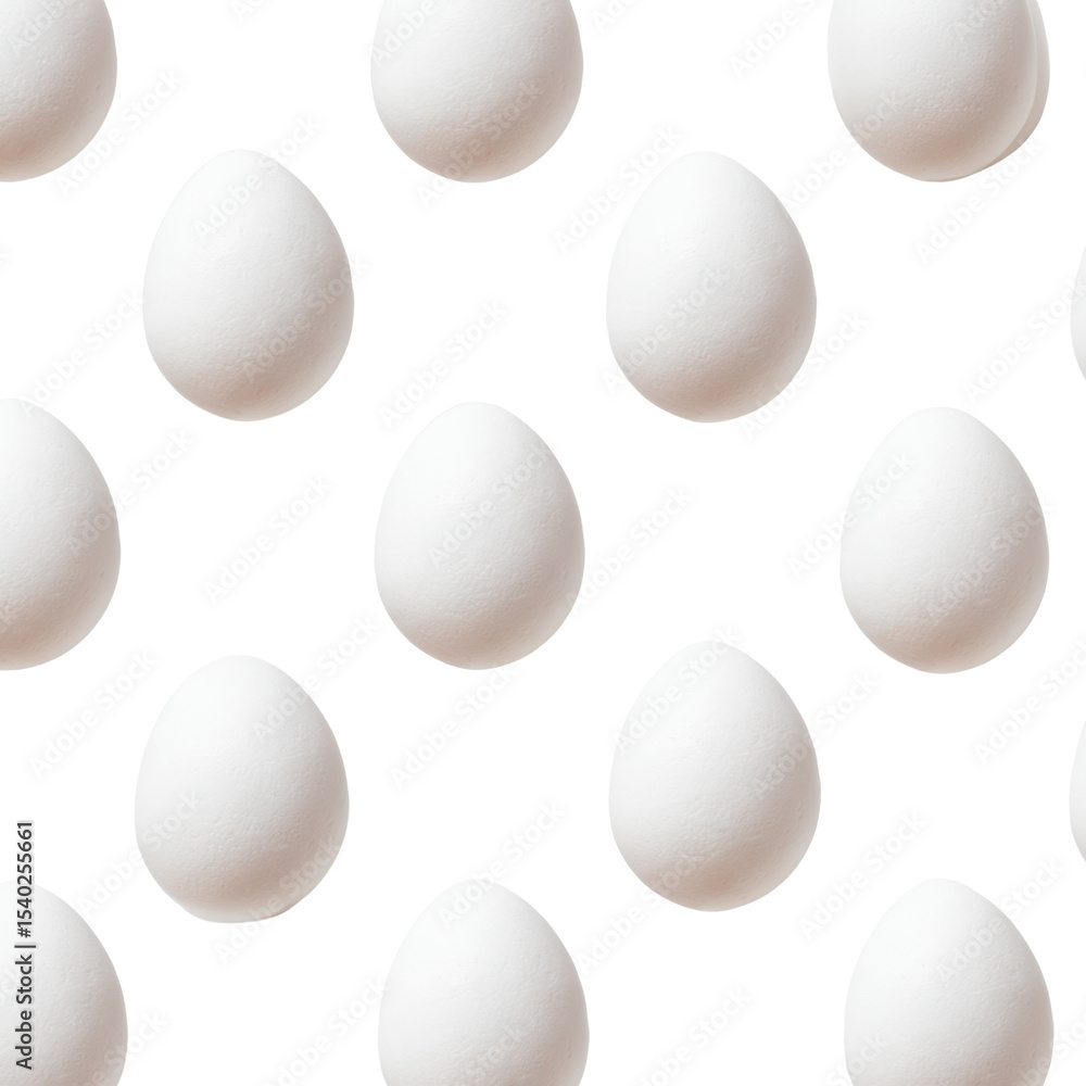 Poster White Eggs in a Repeating Pattern on a Dark Background for Culinary or Cooking Themes Transparent background or png
