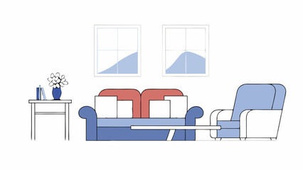 Modern Living Room Interior Design Illustration