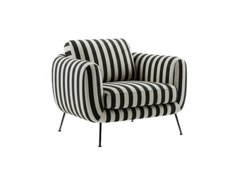 Isolated Striped Armchair with Black Metal Legs