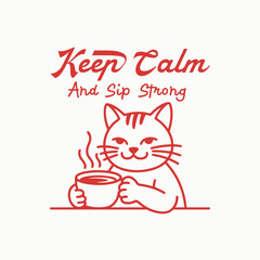 Cozy cat coffee moment, minimalist t shirt design