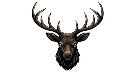 vector art line of angry brave deer face with fire effect and siluet effect suitable for mockup and logo product of team isolated white background