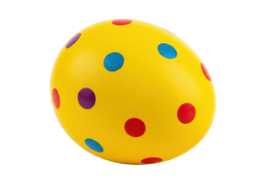 Isolated Yellow Easter Egg with Cheerful Polka Dot Pattern