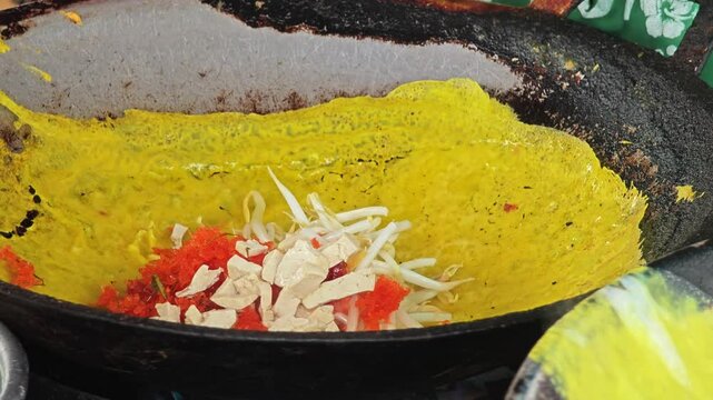Savory crispy crepe. Vietnamese Stuffed crispy egg crepe.