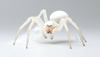Closeup of White Spider on White Background