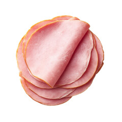 Freshly Sliced Ham Stacked Neatly on a Black Background for Culinary or Grocery Marketing Concepts Transparent background or png