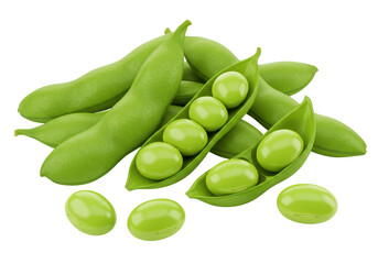 Isolated Fresh Green Edamame Pods