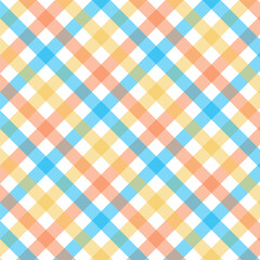 Colorful gingham seamless pattern.Multicolor checkered tartan plaid repeat pattern in blue orange yellow white.Geometric vector illustration background wallpaper.Texture for fabric and prints.