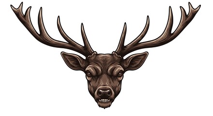 vector art line of angry brave deer face with fire effect and siluet effect suitable for mockup and logo product of team isolated white background