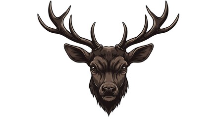 vector art line of angry brave deer face with fire effect and siluet effect suitable for mockup and logo product of team isolated white background