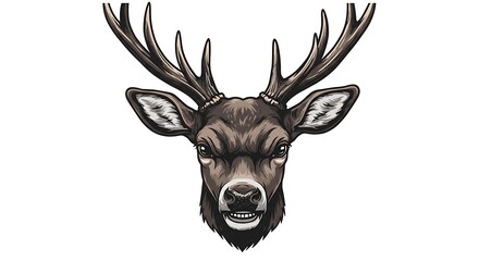 vector art line of angry brave deer face with fire effect and siluet effect suitable for mockup and logo product of team isolated white background