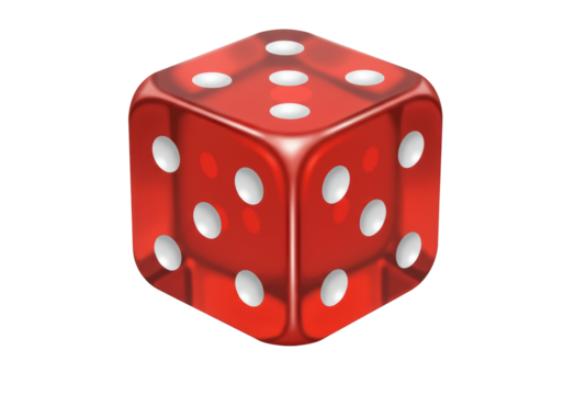 Isolated Red Dice with White Dots Gambling