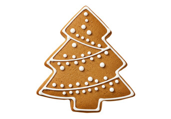Isolated Decorated Gingerbread Christmas Tree Ornament