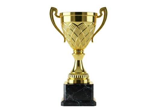 Isolated Golden Trophy Cup with Marble Base