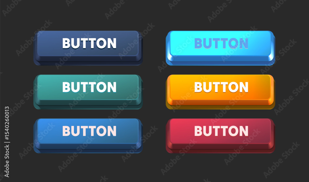 Wall mural collection of colored buttons, frame label, event web bar, buttons with color. vector illustration