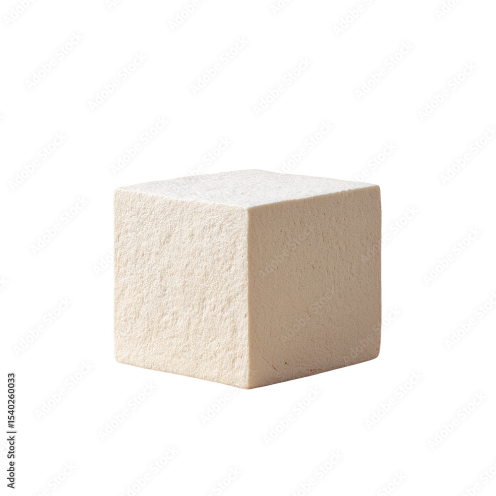 Poster simple white cube sculpture with soft textured surface on a neutral background for minimalist decor 