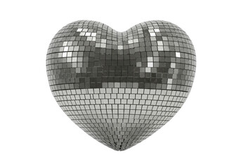 Isolated Silver Disco Ball Heart