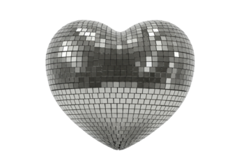 Isolated Silver Disco Ball Heart
