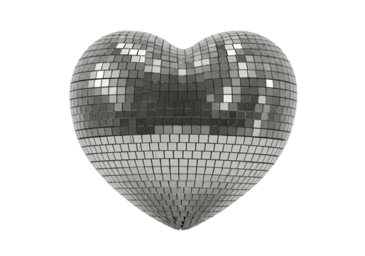 Isolated Silver Disco Ball Heart