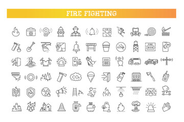 Firefighting safety line icons