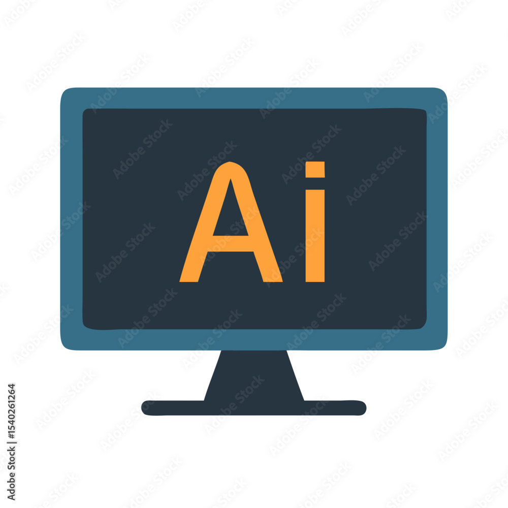 Aufkleber ai on monitor on transparent background for web and graphic design