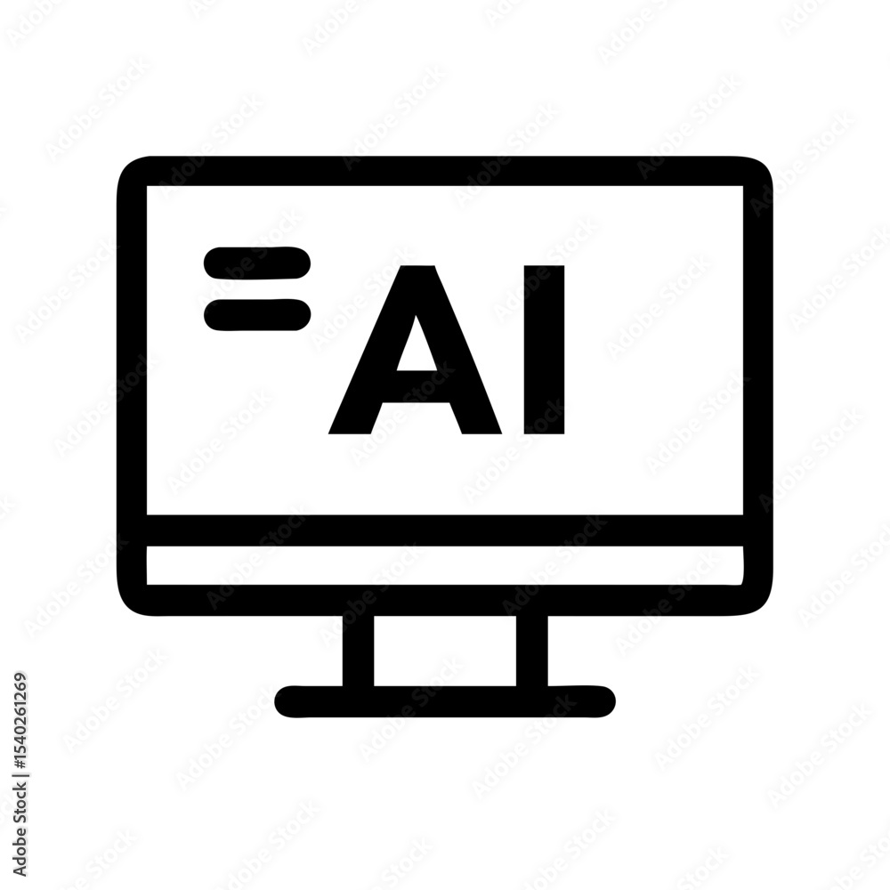 Poster ai on monitor on transparent background for web and graphic design