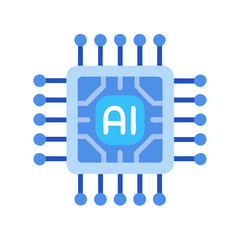AI microchip on transparent background for web and graphic design