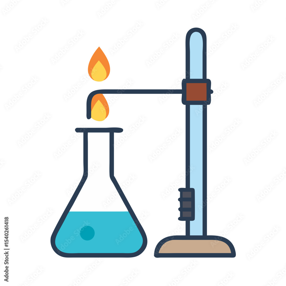 Poster bunsen burner experiment on transparent background for web and graphic design
