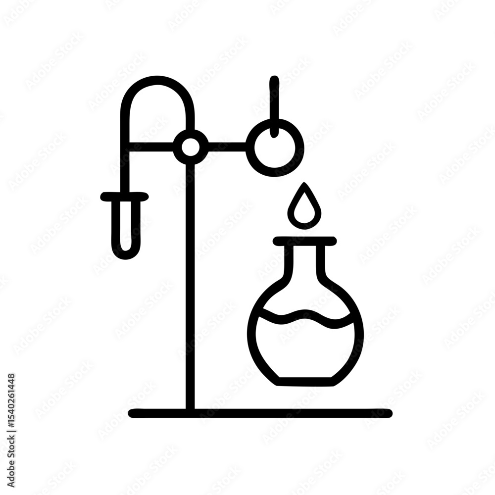 Poster chemical experiment setup on transparent background for web and graphic design