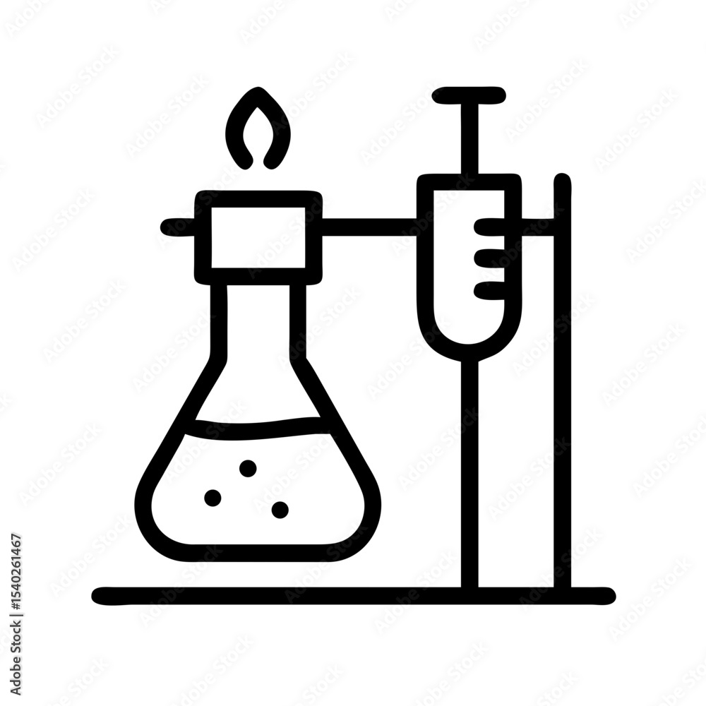 Poster chemical experiment setup on transparent background for web and graphic design