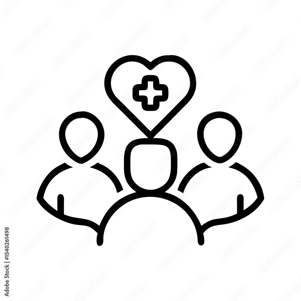 Poster community health support on transparent background for web and graphic design