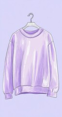 Lavender sweatshirt on a hanger