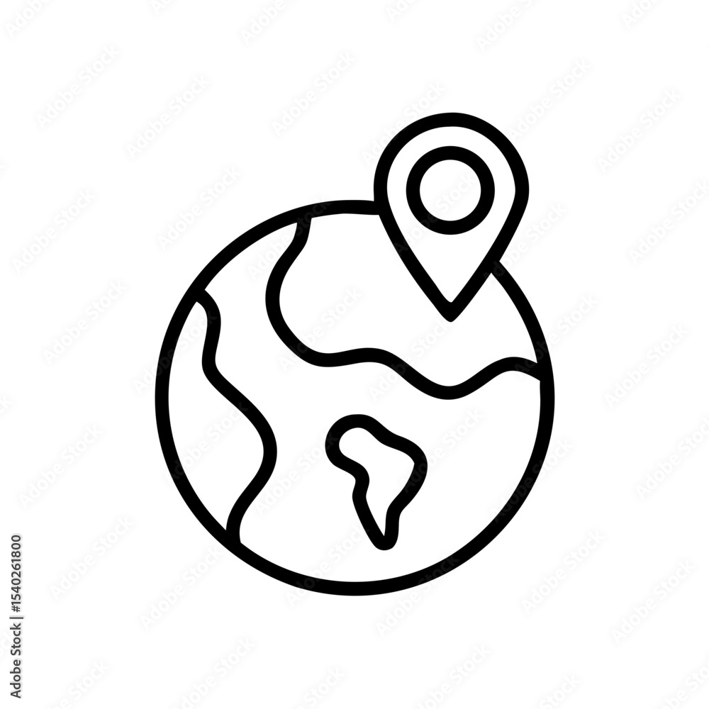 Poster globe with pin on transparent background for web and graphic design