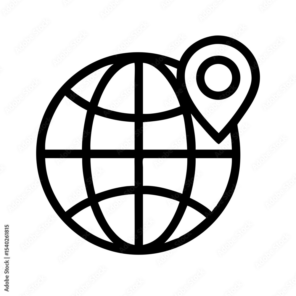 Poster globe with pin on transparent background for web and graphic design