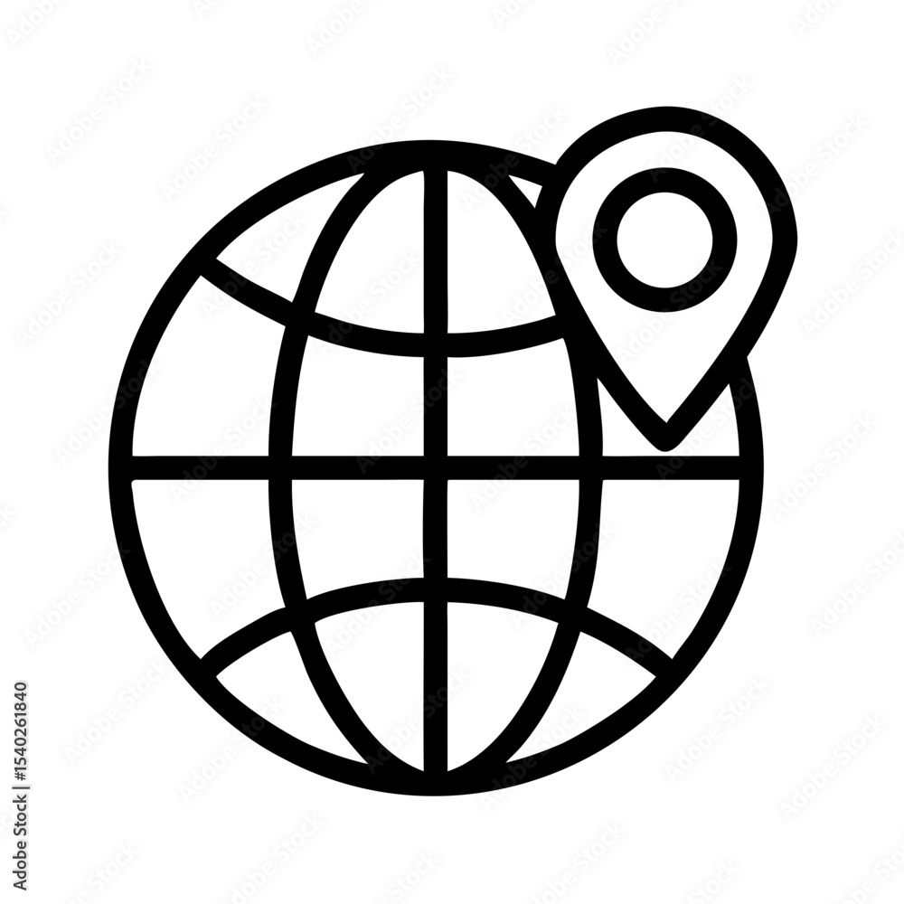 Poster globe with pin on transparent background for web and graphic design